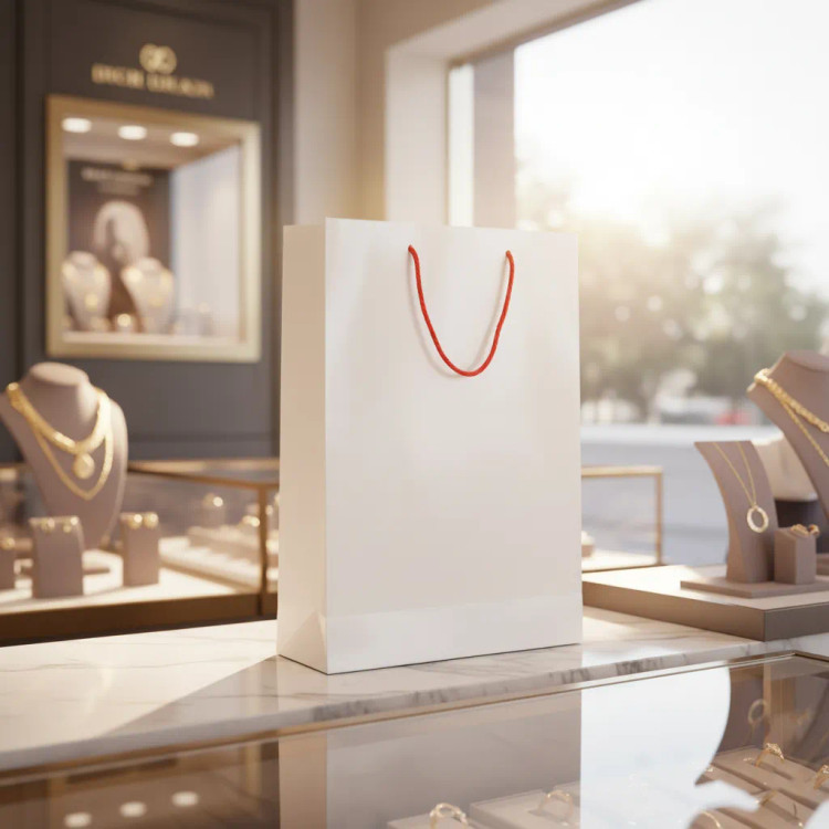 ساک گلاسه سفید ۴۵×۳۰