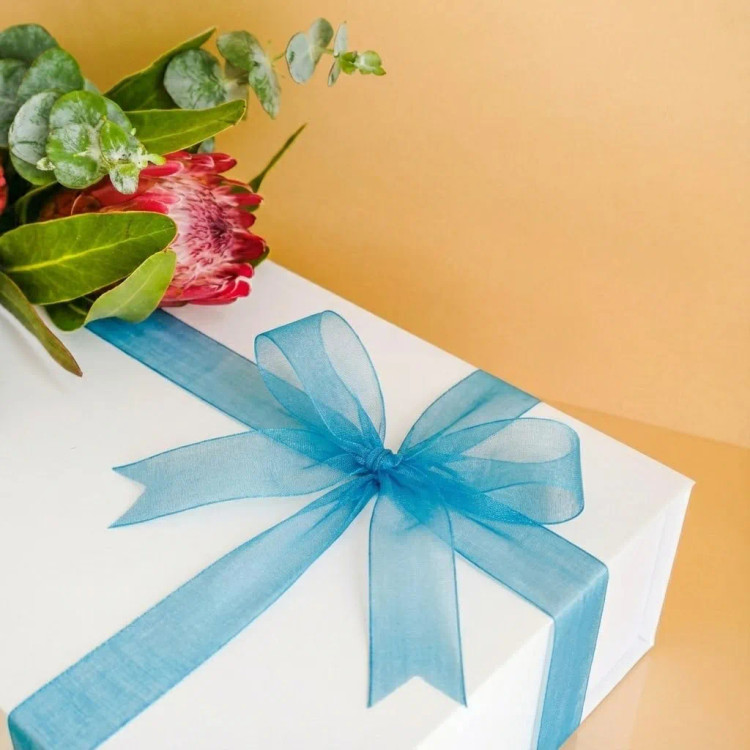 روبان حریر ۴ سانتی رنگ آبی